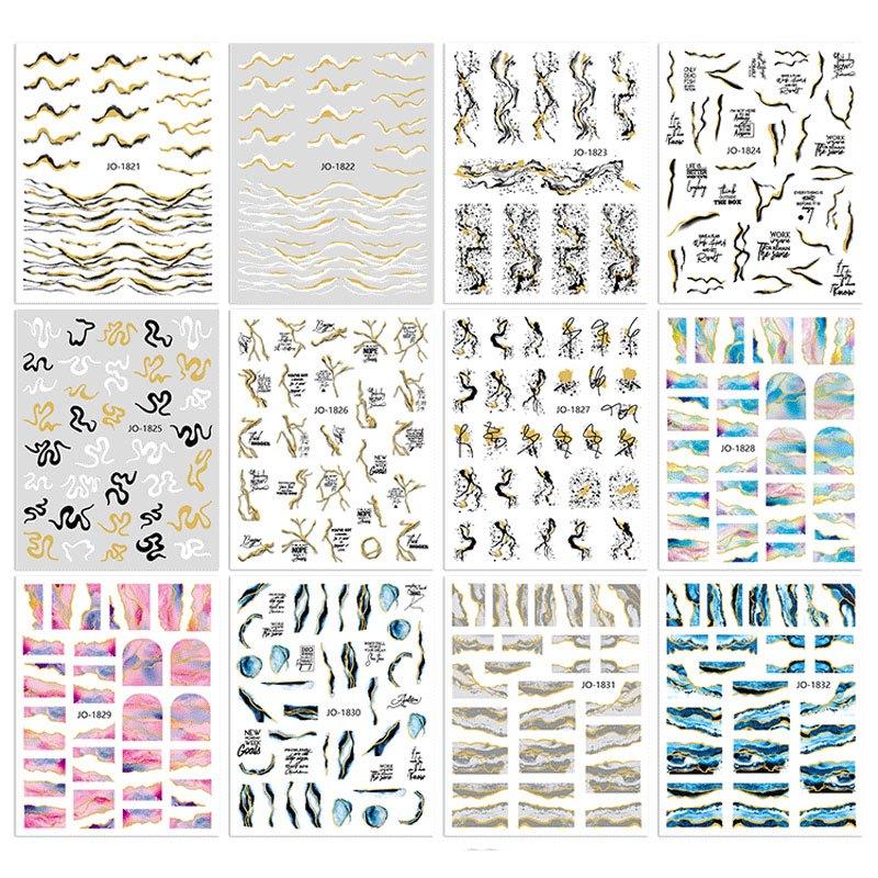 Marble Nail Stickers Self Adhesive Gradient Nail Decals