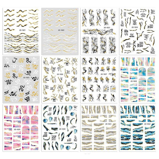 Marble Nail Stickers Self Adhesive Gradient Nail Decals