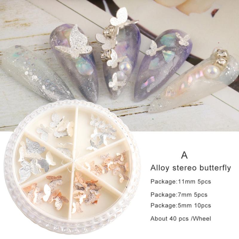 Glitter Butterfly Nail Art Charms Matte Metal Flakes for Manicure Art