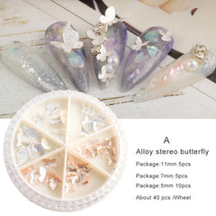 Glitter Butterfly Nail Art Charms Matte Metal Flakes for Manicure Art