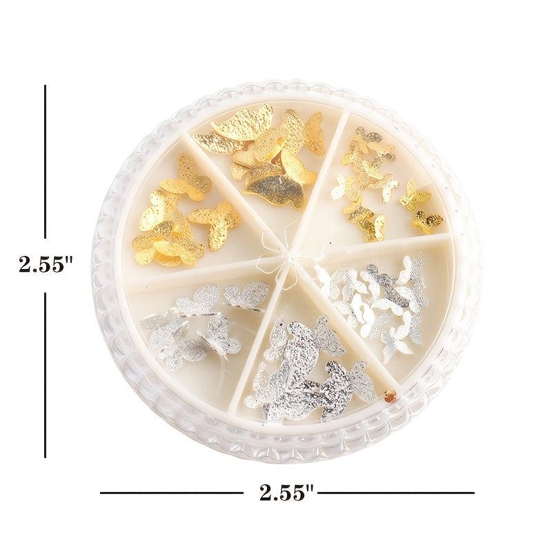 Glitter Butterfly Nail Art Charms Matte Metal Flakes for Manicure Art