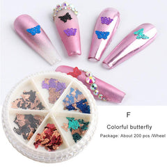 Glitter Butterfly Nail Art Charms Matte Metal Flakes for Manicure Art
