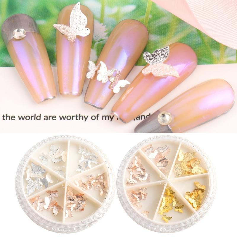 Glitter Butterfly Nail Art Charms Matte Metal Flakes for Manicure Art
