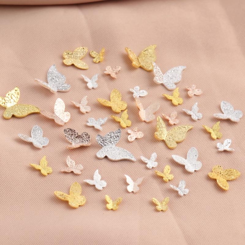 Glitter Butterfly Nail Art Charms Matte Metal Flakes for Manicure Art