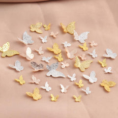 Glitter Butterfly Nail Art Charms Matte Metal Flakes for Manicure Art