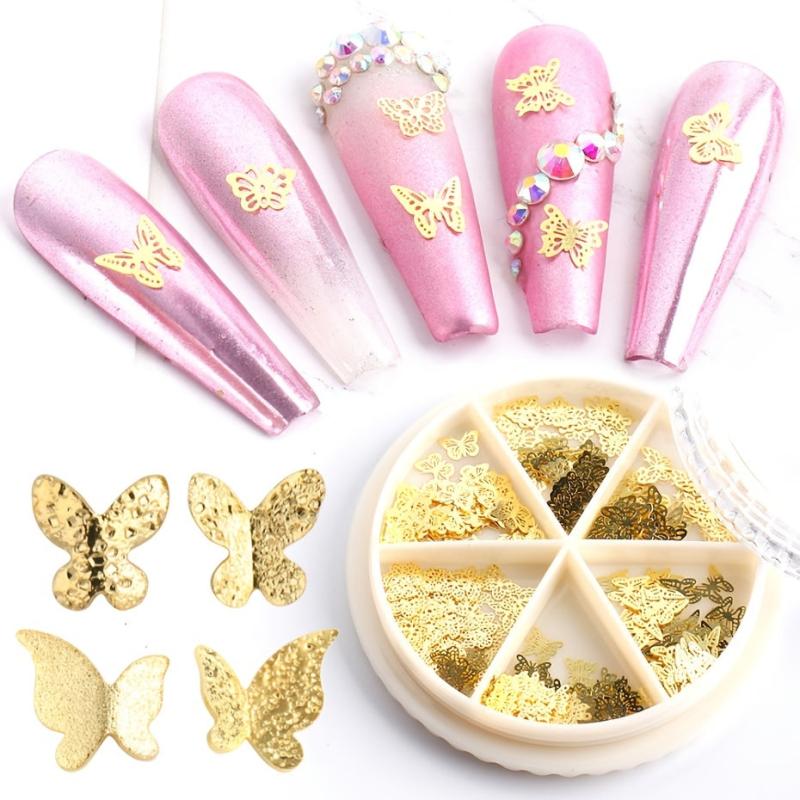 Glitter Butterfly Nail Art Charms Matte Metal Flakes for Manicure Art