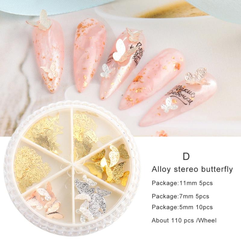 Glitter Butterfly Nail Art Charms Matte Metal Flakes for Manicure Art
