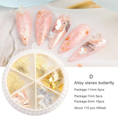 Glitter Butterfly Nail Art Charms Matte Metal Flakes for Manicure Art