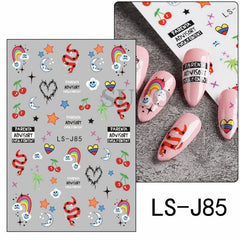 10pcs Halloween Nail Art Sticker Pink Cartoon Skull Ghost Pumpkin 3D Decals