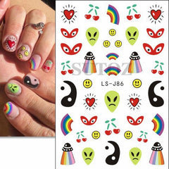10pcs Halloween Nail Art Sticker Pink Cartoon Skull Ghost Pumpkin 3D Decals