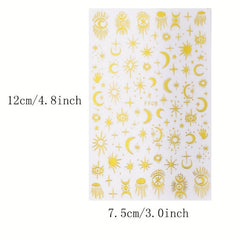 3D Golden Nail Art Stickers Moon Star Devil's Eye Self Adhesive Decals