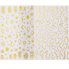 3D Golden Nail Art Stickers Moon Star Devil's Eye Self Adhesive Decals