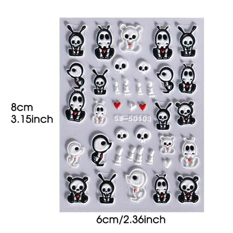 5D Halloween Nail Art Stickers Skull Ghost Skeleton Pumpkin Decals