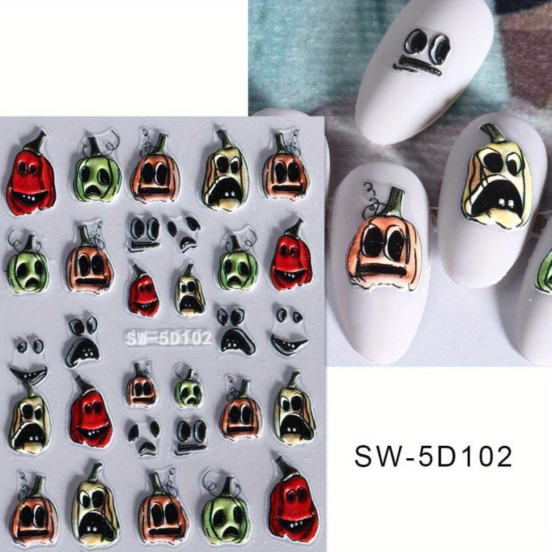 5D Halloween Nail Art Stickers Skull Ghost Skeleton Pumpkin Decals