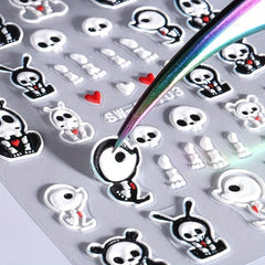 5D Halloween Nail Art Stickers Skull Ghost Skeleton Pumpkin Decals