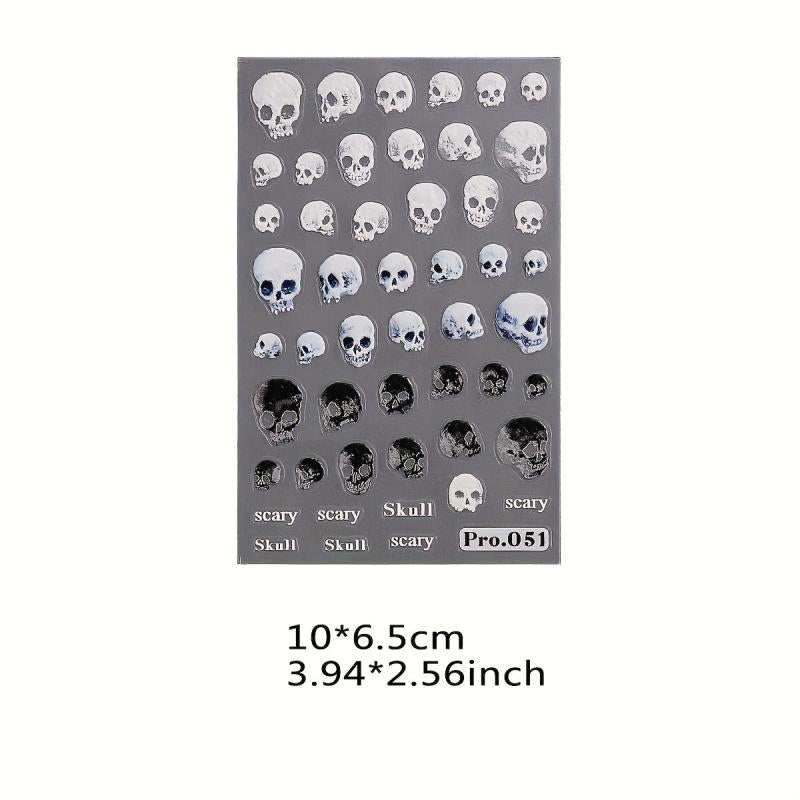 Halloween Nail Art Stickers Pumpkin Spider Skull Ghost DIY or Salon Self Adhesiv