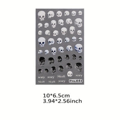 Halloween Nail Art Stickers Pumpkin Spider Skull Ghost DIY or Salon Self Adhesiv