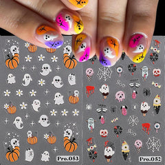 Halloween Nail Art Stickers Pumpkin Spider Skull Ghost DIY or Salon Self Adhesiv