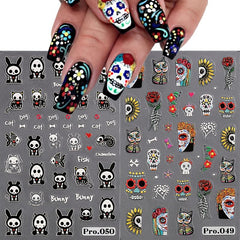 Halloween Nail Art Stickers Pumpkin Spider Skull Ghost DIY or Salon Self Adhesiv