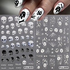 Halloween Nail Art Stickers Pumpkin Spider Skull Ghost DIY or Salon Self Adhesiv