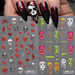 Halloween Nail Art Stickers Pumpkin Spider Skull Ghost DIY or Salon Self Adhesiv