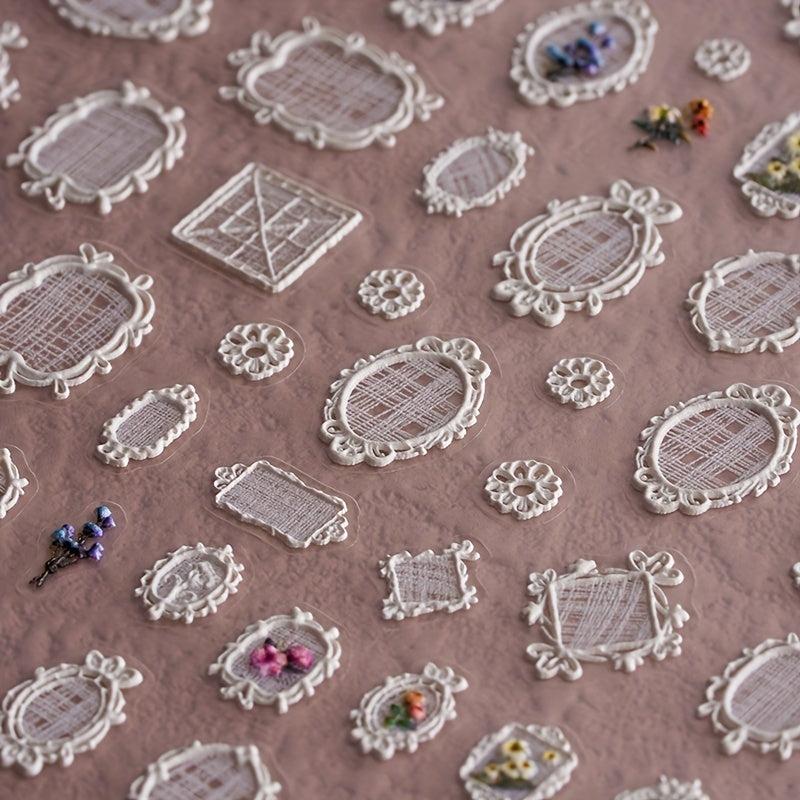 3D Lace Flower Nail Art Stickers Self Adhesive Decals Manicure Decoration
