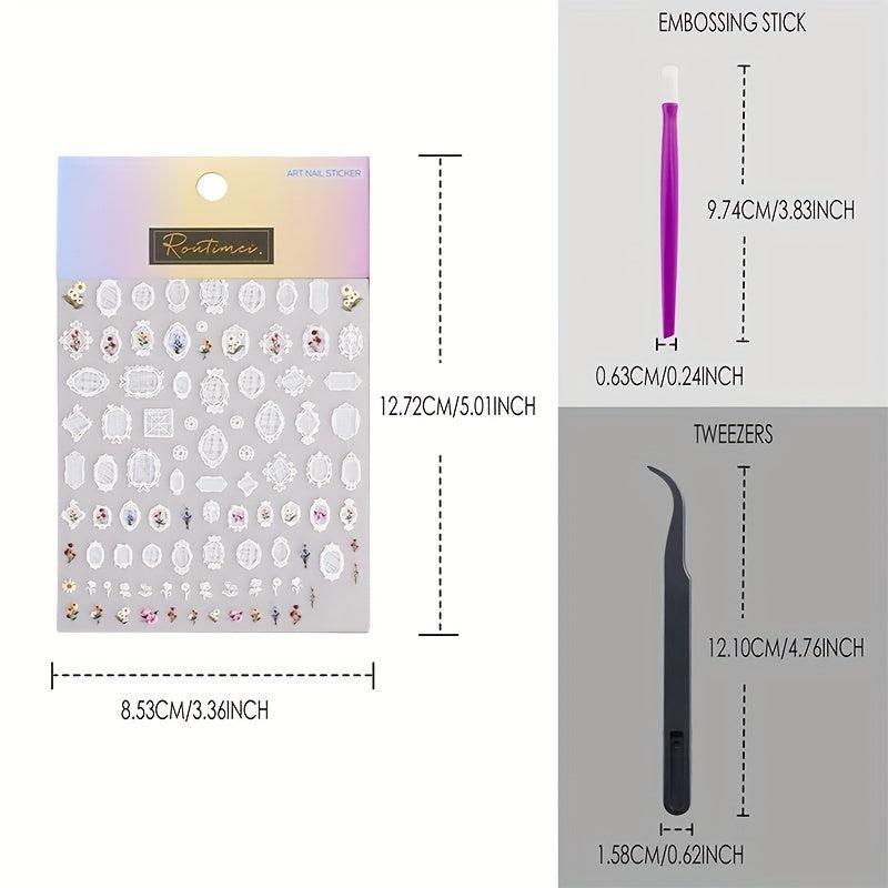 3D Lace Flower Nail Art Stickers Self Adhesive Decals Manicure Decoration