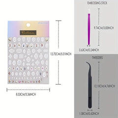 3D Lace Flower Nail Art Stickers Self Adhesive Decals Manicure Decoration