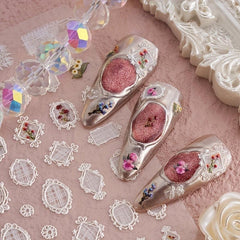 3D Lace Flower Nail Art Stickers Self Adhesive Decals Manicure Decoration