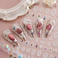 3D Lace Flower Nail Art Stickers Self Adhesive Decals Manicure Decoration