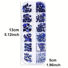 12 Grids Nail Art Rhinestones Crystal Gems 3D Flatback Shapes Nail Rhinestone