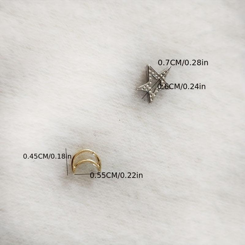 10pcs Star Moon Nail Art Charms Rhinestones 3D Alloy Accessories