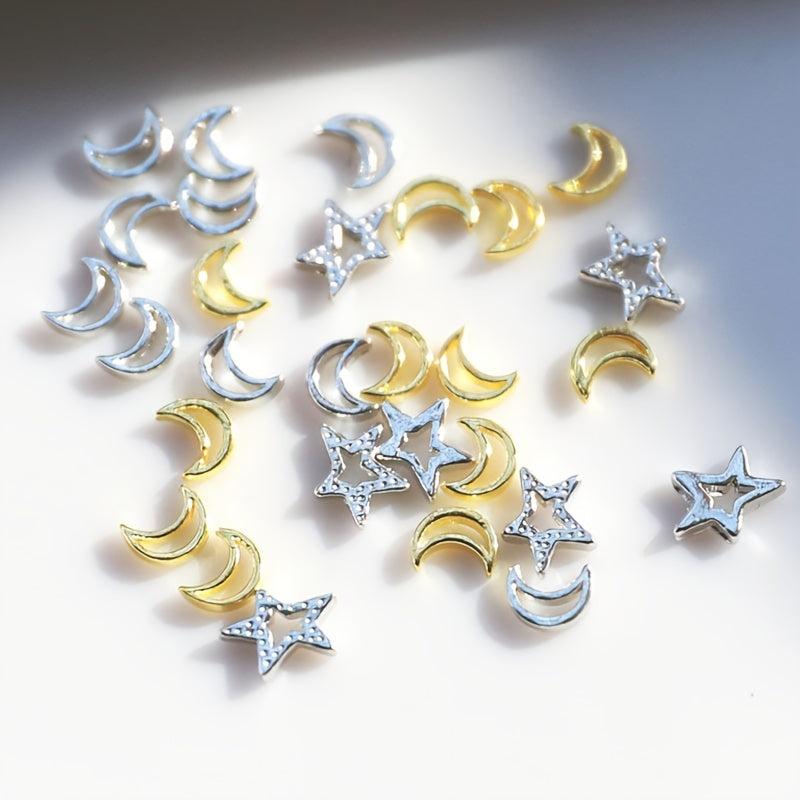 10pcs Star Moon Nail Art Charms Rhinestones 3D Alloy Accessories