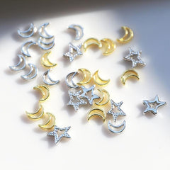 10pcs Star Moon Nail Art Charms Rhinestones 3D Alloy Accessories