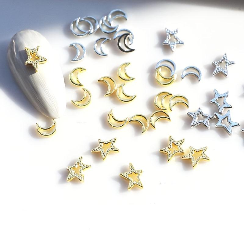 10pcs Star Moon Nail Art Charms Rhinestones 3D Alloy Accessories