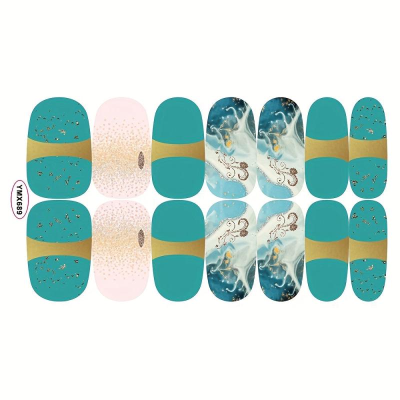 Waterproof Nail Polish Stickers Full Cover Decal Strips 8 Sheet