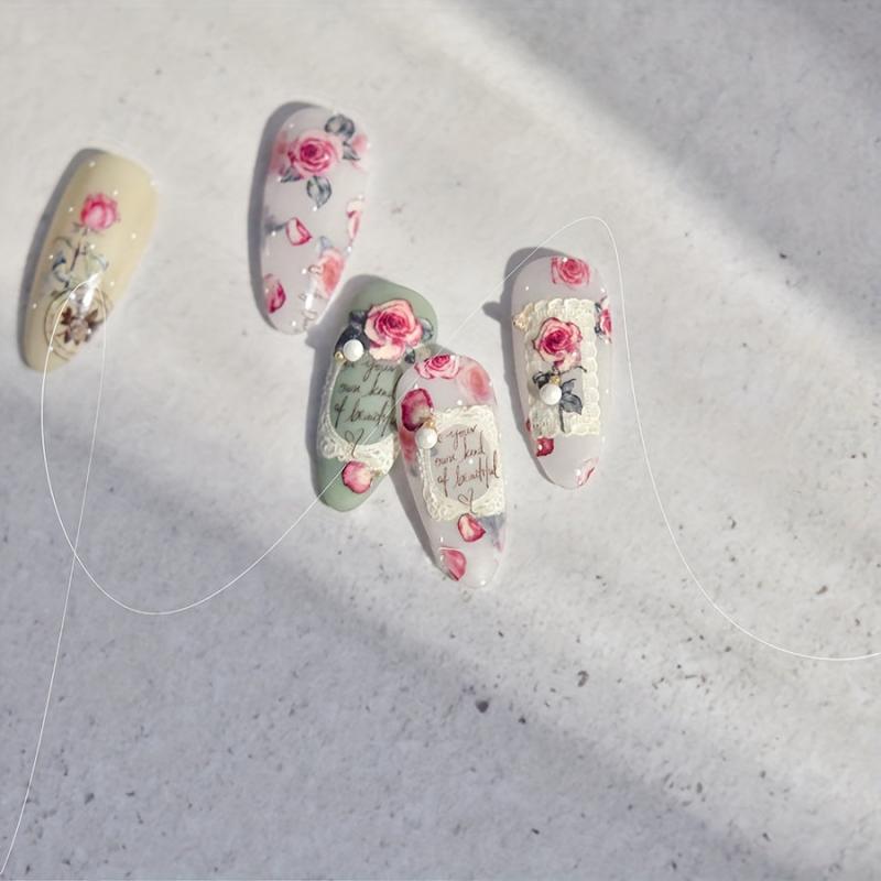5D Embossed Rose Nail Art Stickers - Adhesive Nail Art Decals
