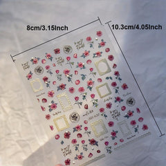 5D Embossed Rose Nail Art Stickers - Adhesive Nail Art Decals