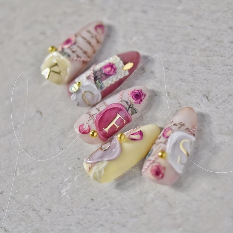 5D Embossed Rose Nail Art Stickers - Adhesive Nail Art Decals