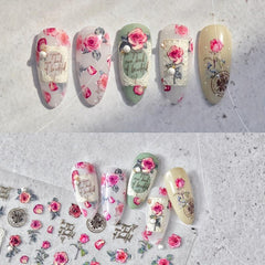 5D Embossed Rose Nail Art Stickers - Adhesive Nail Art Decals