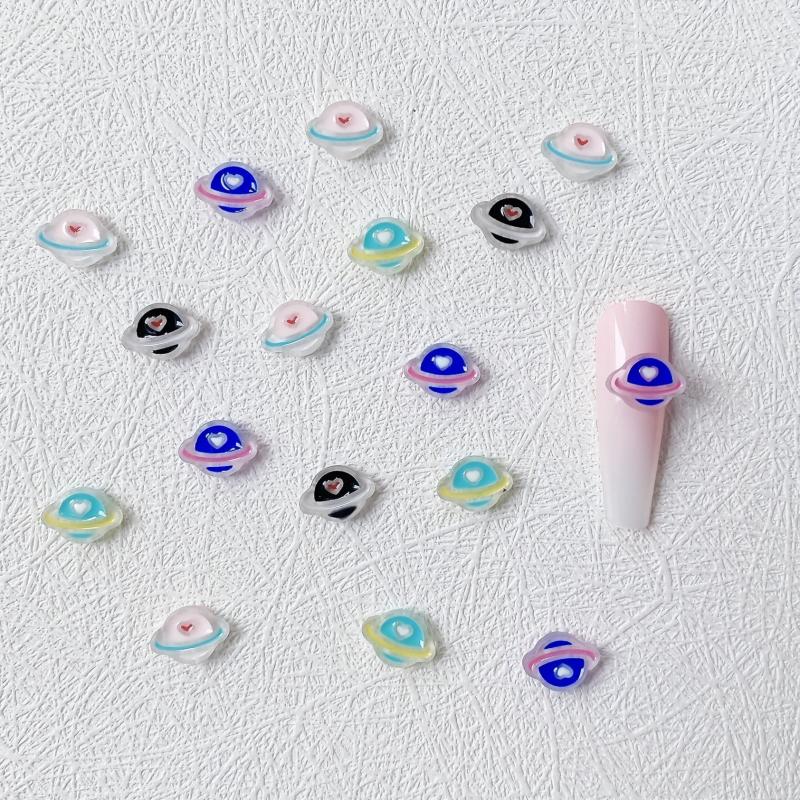 20 pcs Planet Nail Charms Resin Beads for DIY Nail Art and Jewelry