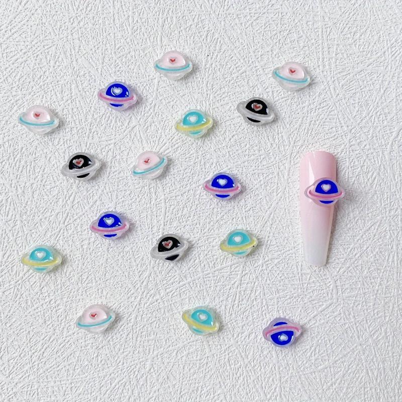 20 pcs Planet Nail Charms Resin Beads for DIY Nail Art and Jewelry