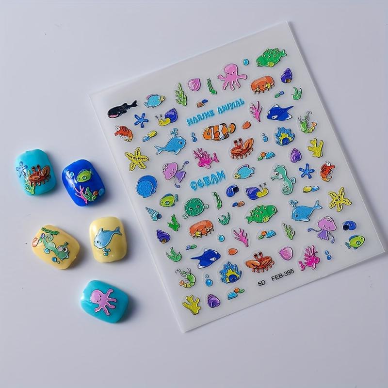 5D Ocean Series Nail Stickers For Women Nail Art Decals