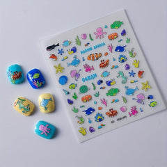 5D Ocean Series Nail Stickers For Women Nail Art Decals