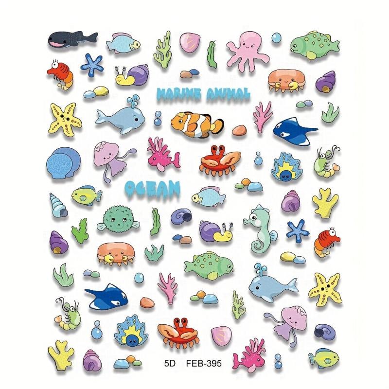 5D Ocean Series Nail Stickers For Women Nail Art Decals