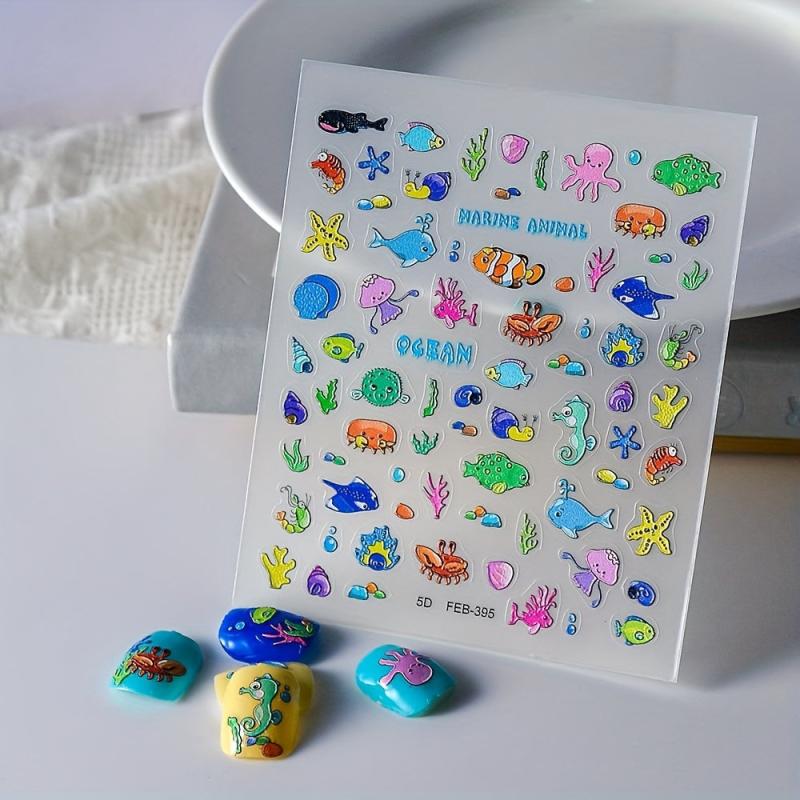 5D Ocean Series Nail Stickers For Women Nail Art Decals