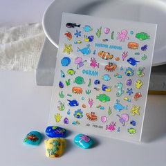 5D Ocean Series Nail Stickers For Women Nail Art Decals