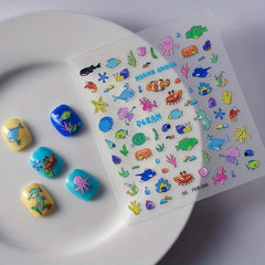 5D Ocean Series Nail Stickers For Women Nail Art Decals