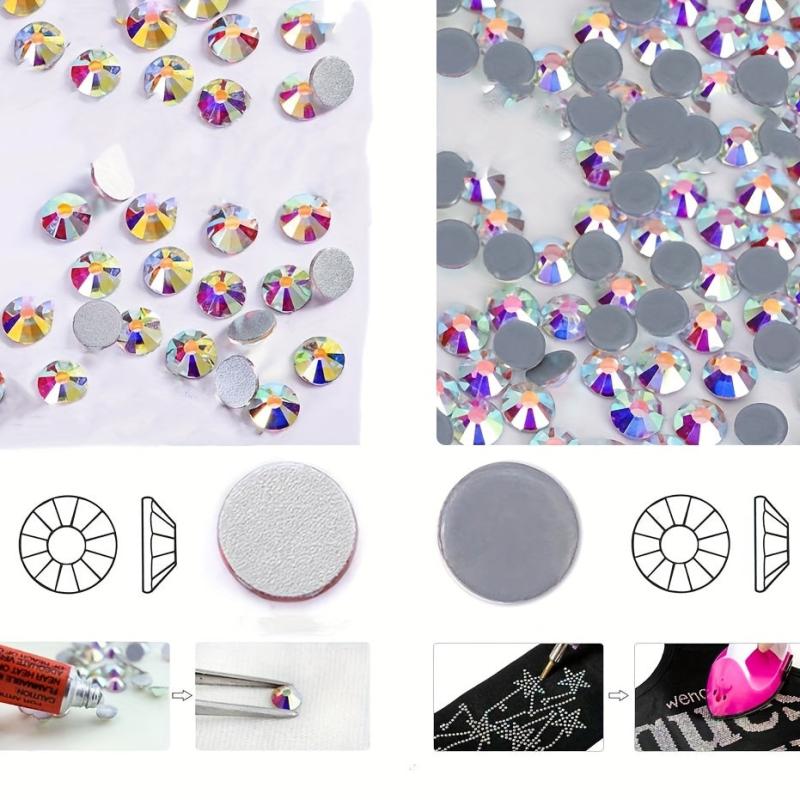 1000-2000pcs Iridescent Nail Art Rhinestones Crystal Gemstones