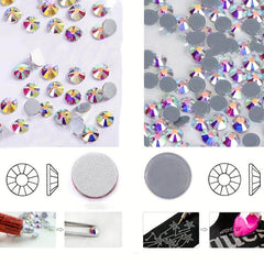 1000-2000pcs Iridescent Nail Art Rhinestones Crystal Gemstones